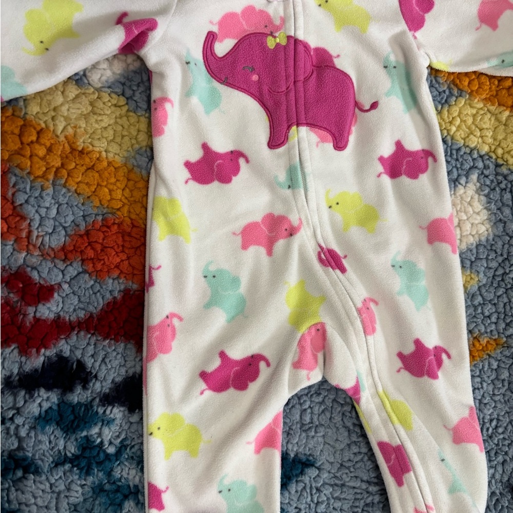 Carter's Pink and Yellow Elephant Print Footie